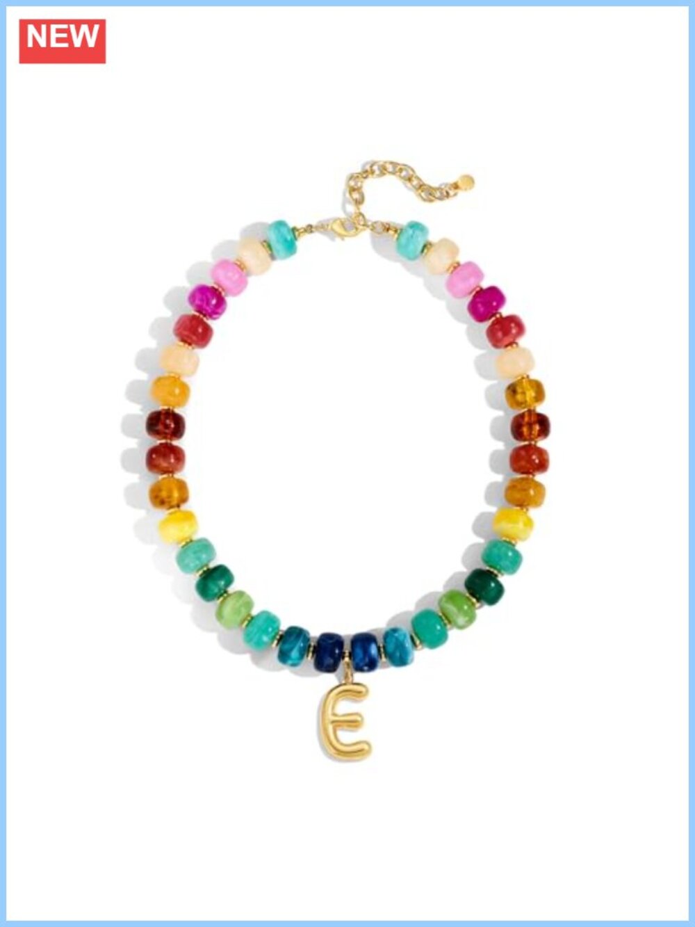 Chunky Beaded Bubble Initial Pendant Necklace for Women